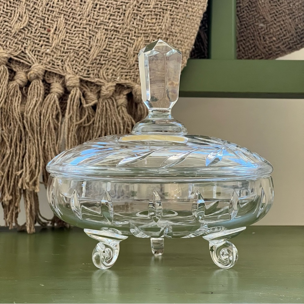 Vintage Handcut Lead Crystal 3-Legged Candy Dish with Lid – Made in West Germany